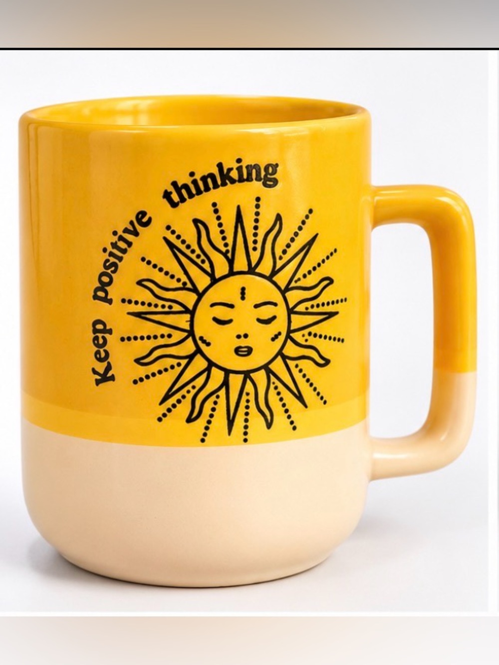 Yellow & Cream 'Keep Positive Thinking' Sun Ceramic Mug